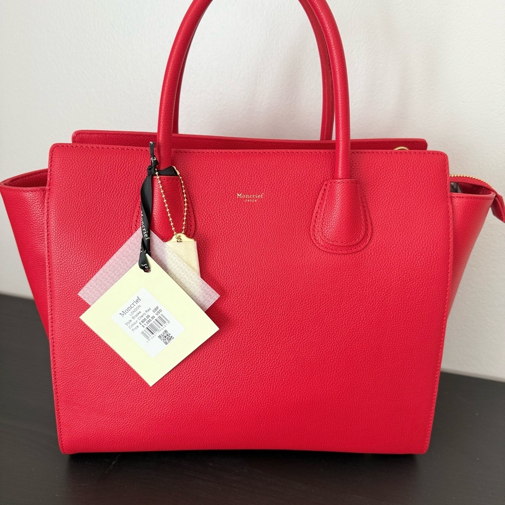 Moncrief London Red cherry Leather Tote Bag